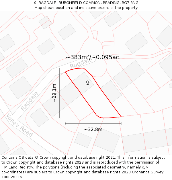 9, RAGDALE, BURGHFIELD COMMON, READING, RG7 3NG: Plot and title map