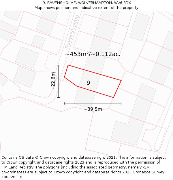 9, RAVENSHOLME, WOLVERHAMPTON, WV6 8DX: Plot and title map