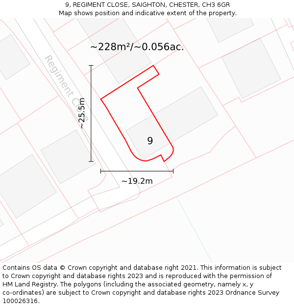 9, REGIMENT CLOSE, SAIGHTON, CHESTER, CH3 6GR: Plot and title map