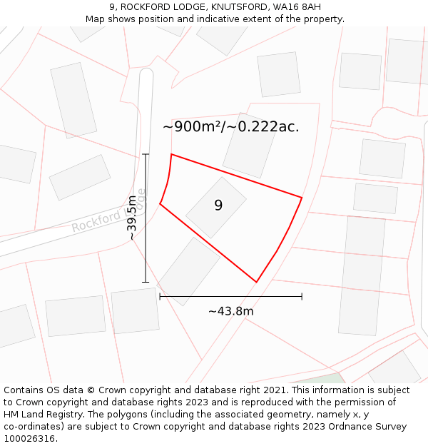 9, ROCKFORD LODGE, KNUTSFORD, WA16 8AH: Plot and title map