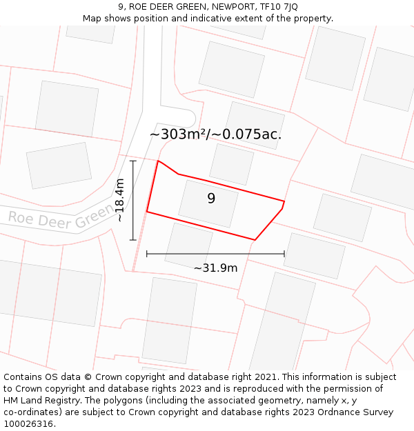 9, ROE DEER GREEN, NEWPORT, TF10 7JQ: Plot and title map