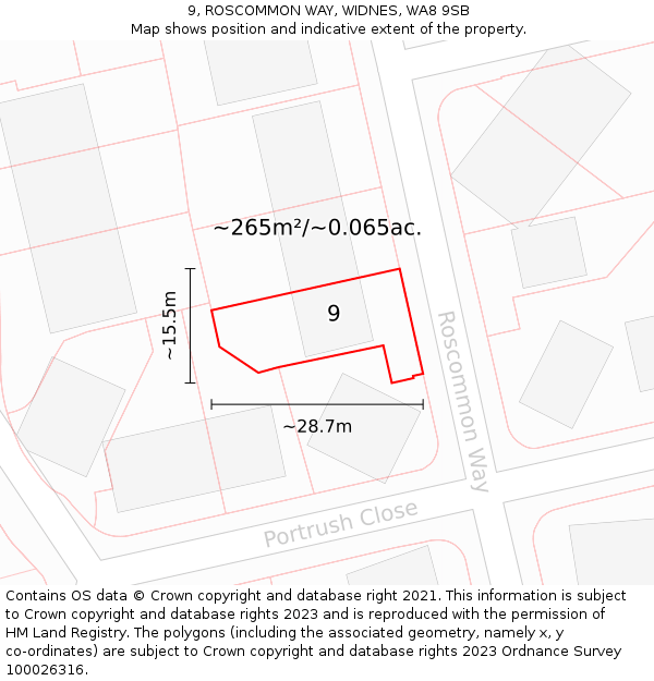 9, ROSCOMMON WAY, WIDNES, WA8 9SB: Plot and title map