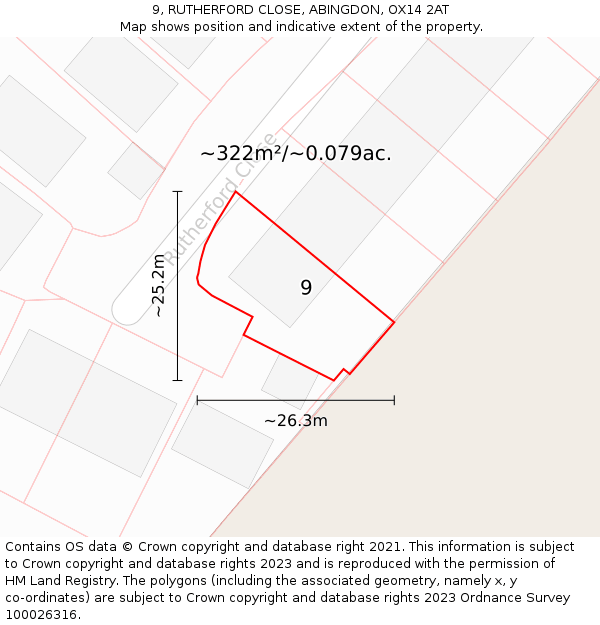 9, RUTHERFORD CLOSE, ABINGDON, OX14 2AT: Plot and title map