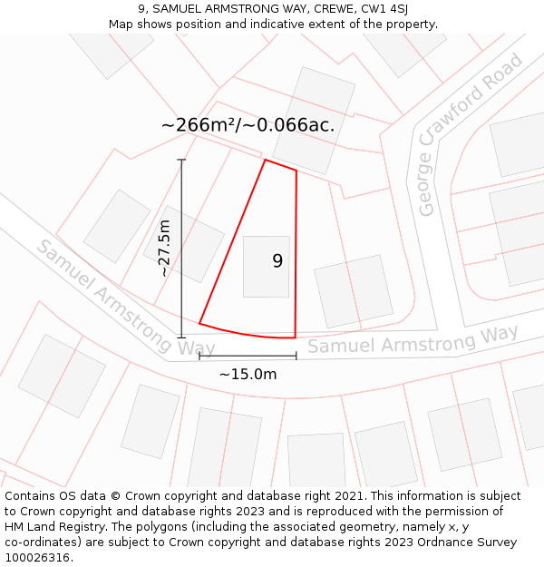 9, SAMUEL ARMSTRONG WAY, CREWE, CW1 4SJ: Plot and title map