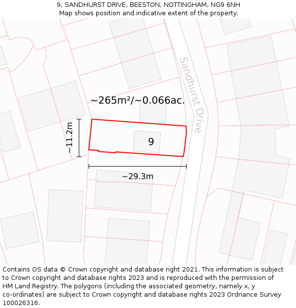 9, SANDHURST DRIVE, BEESTON, NOTTINGHAM, NG9 6NH: Plot and title map