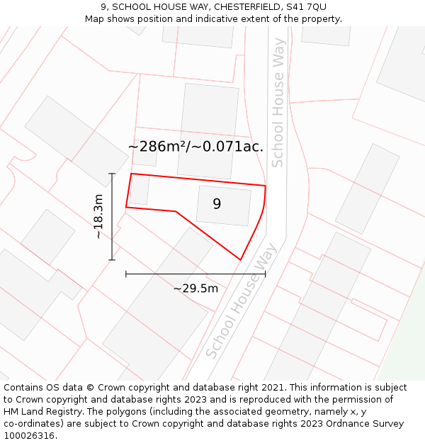 9, SCHOOL HOUSE WAY, CHESTERFIELD, S41 7QU: Plot and title map