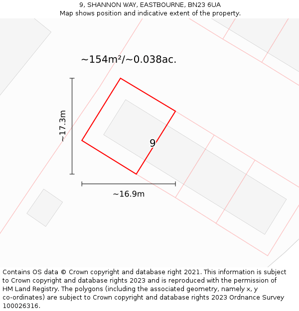 9, SHANNON WAY, EASTBOURNE, BN23 6UA: Plot and title map