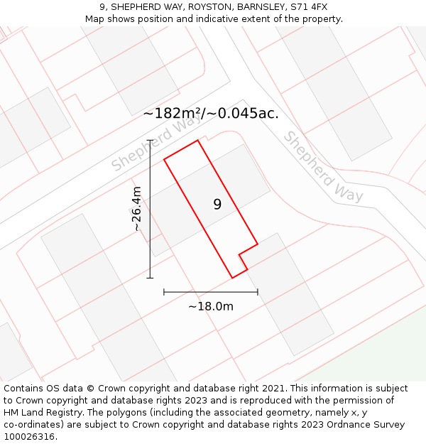 9, SHEPHERD WAY, ROYSTON, BARNSLEY, S71 4FX: Plot and title map