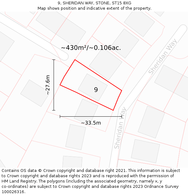 9, SHERIDAN WAY, STONE, ST15 8XG: Plot and title map