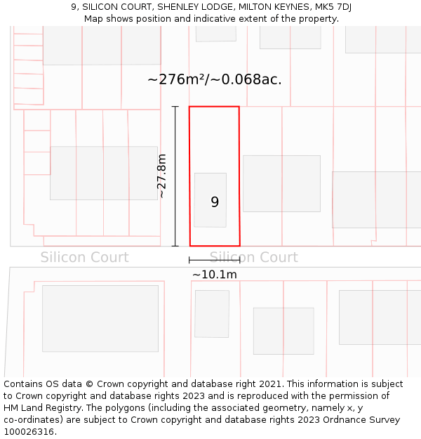 9, SILICON COURT, SHENLEY LODGE, MILTON KEYNES, MK5 7DJ: Plot and title map