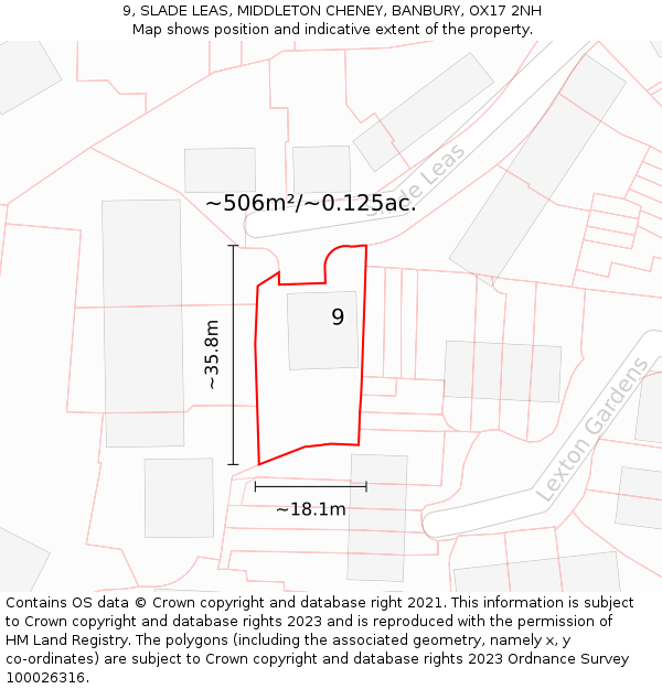 9, SLADE LEAS, MIDDLETON CHENEY, BANBURY, OX17 2NH: Plot and title map