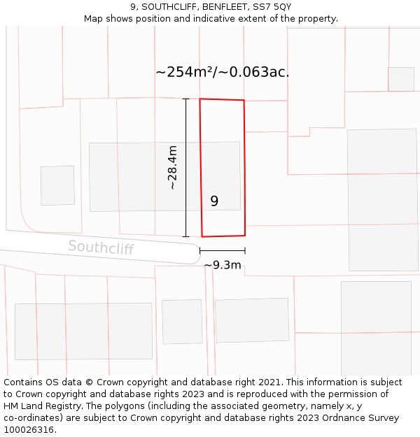 9, SOUTHCLIFF, BENFLEET, SS7 5QY: Plot and title map