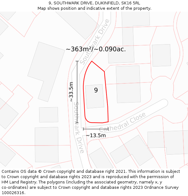 9, SOUTHWARK DRIVE, DUKINFIELD, SK16 5RL: Plot and title map