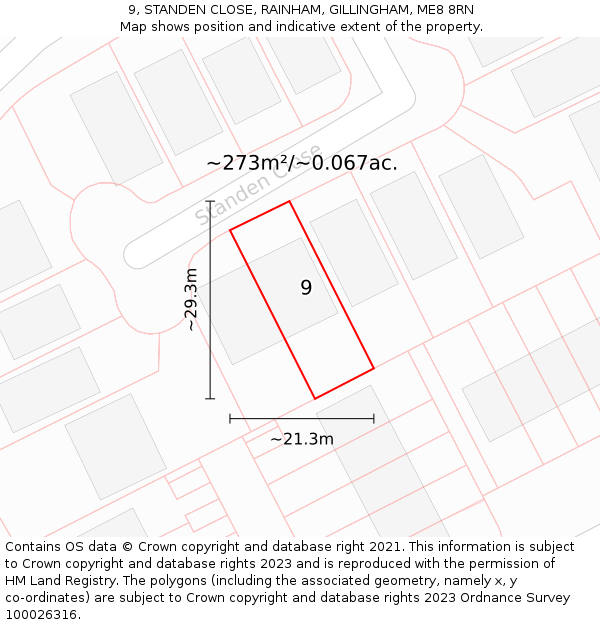 9, STANDEN CLOSE, RAINHAM, GILLINGHAM, ME8 8RN: Plot and title map