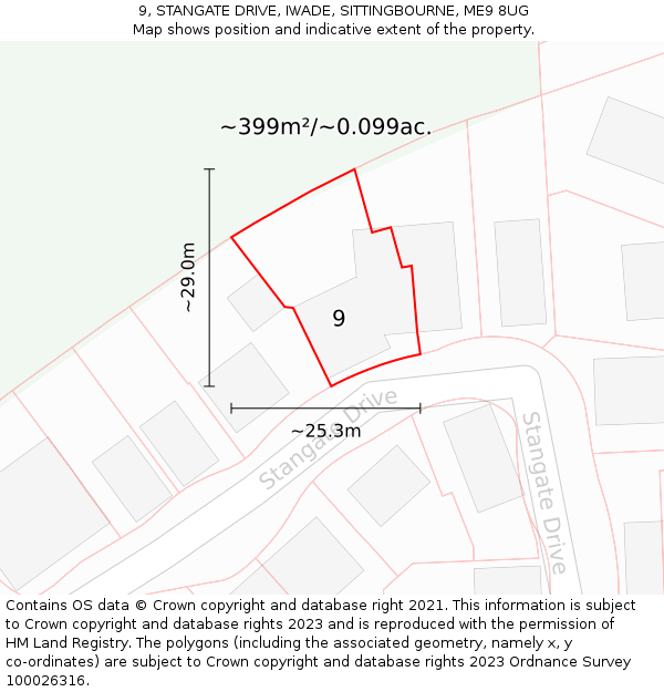 9, STANGATE DRIVE, IWADE, SITTINGBOURNE, ME9 8UG: Plot and title map