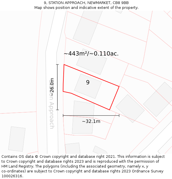 9, STATION APPROACH, NEWMARKET, CB8 9BB: Plot and title map