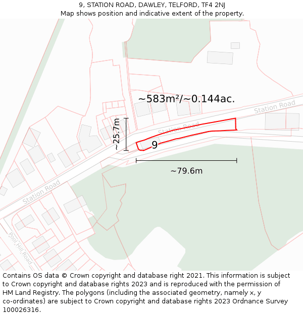 9, STATION ROAD, DAWLEY, TELFORD, TF4 2NJ: Plot and title map