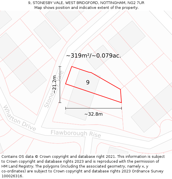 9, STONESBY VALE, WEST BRIDGFORD, NOTTINGHAM, NG2 7UR: Plot and title map