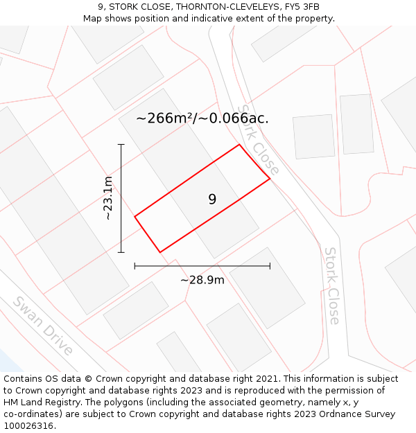 9, STORK CLOSE, THORNTON-CLEVELEYS, FY5 3FB: Plot and title map