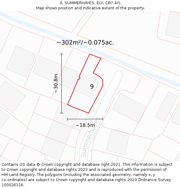 9, SUMMERHAYES, ELY, CB7 4YL: Plot and title map