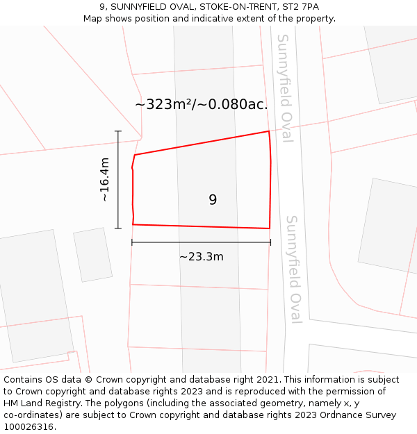 9, SUNNYFIELD OVAL, STOKE-ON-TRENT, ST2 7PA: Plot and title map