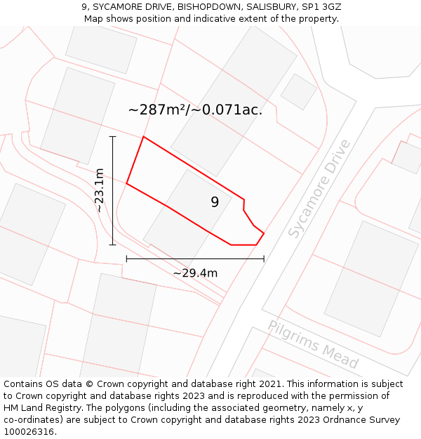 9, SYCAMORE DRIVE, BISHOPDOWN, SALISBURY, SP1 3GZ: Plot and title map