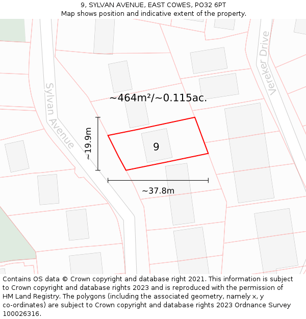 9, SYLVAN AVENUE, EAST COWES, PO32 6PT: Plot and title map