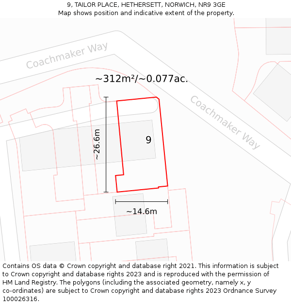 9, TAILOR PLACE, HETHERSETT, NORWICH, NR9 3GE: Plot and title map