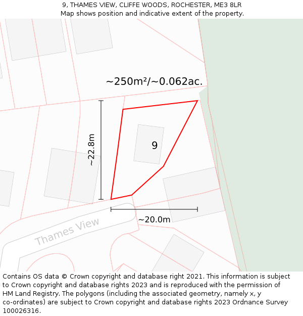 9, THAMES VIEW, CLIFFE WOODS, ROCHESTER, ME3 8LR: Plot and title map