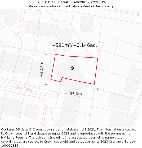 9, THE DELL, KELSALL, TARPORLEY, CW6 0NS: Plot and title map