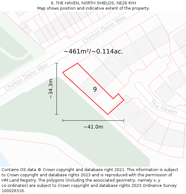 9, THE HAVEN, NORTH SHIELDS, NE29 6YH: Plot and title map