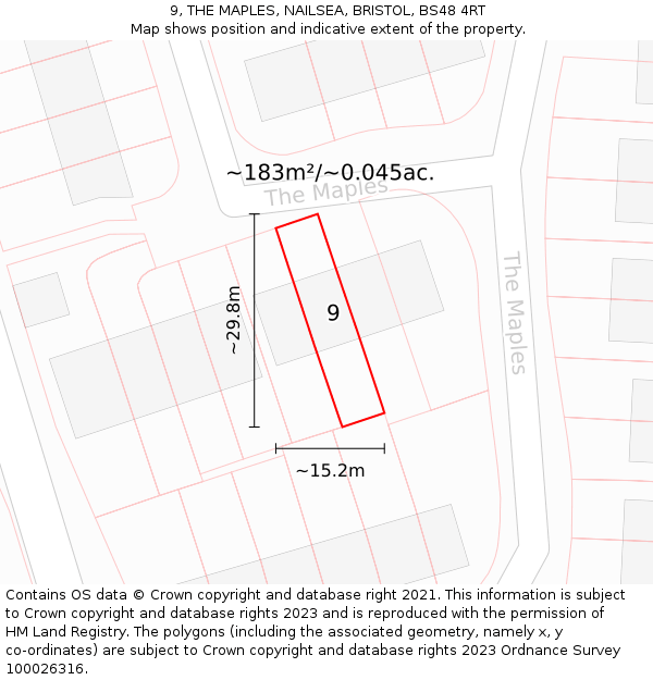 9, THE MAPLES, NAILSEA, BRISTOL, BS48 4RT: Plot and title map