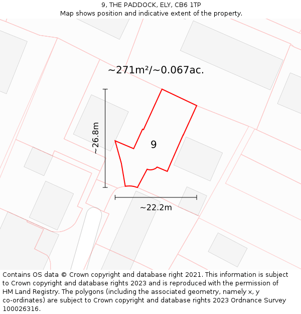 9, THE PADDOCK, ELY, CB6 1TP: Plot and title map