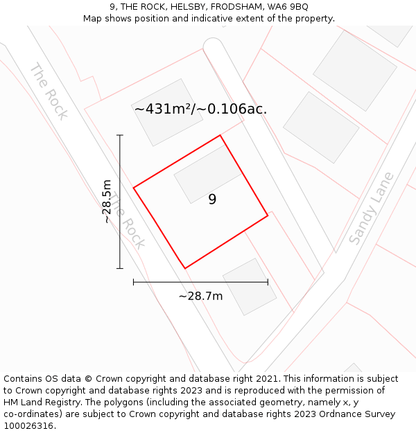 9, THE ROCK, HELSBY, FRODSHAM, WA6 9BQ: Plot and title map