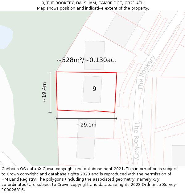 9, THE ROOKERY, BALSHAM, CAMBRIDGE, CB21 4EU: Plot and title map