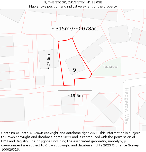 9, THE STOOK, DAVENTRY, NN11 0SB: Plot and title map