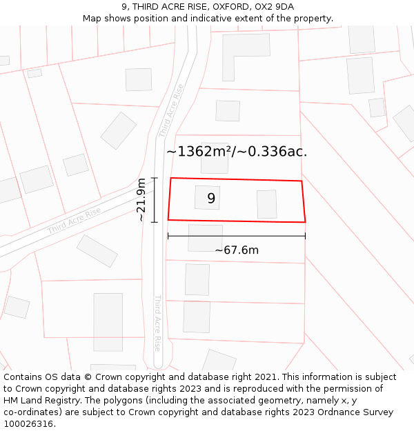 9, THIRD ACRE RISE, OXFORD, OX2 9DA: Plot and title map