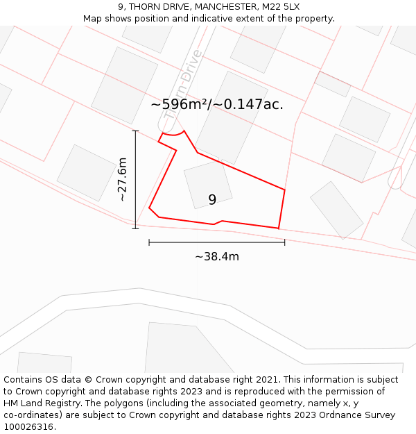 9, THORN DRIVE, MANCHESTER, M22 5LX: Plot and title map