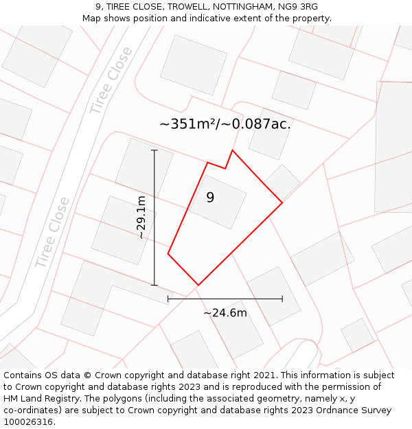 9, TIREE CLOSE, TROWELL, NOTTINGHAM, NG9 3RG: Plot and title map