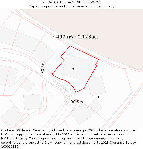 9, TRAFALGAR ROAD, EXETER, EX2 7GF: Plot and title map