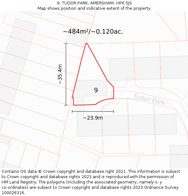 9, TUDOR PARK, AMERSHAM, HP6 5JS: Plot and title map