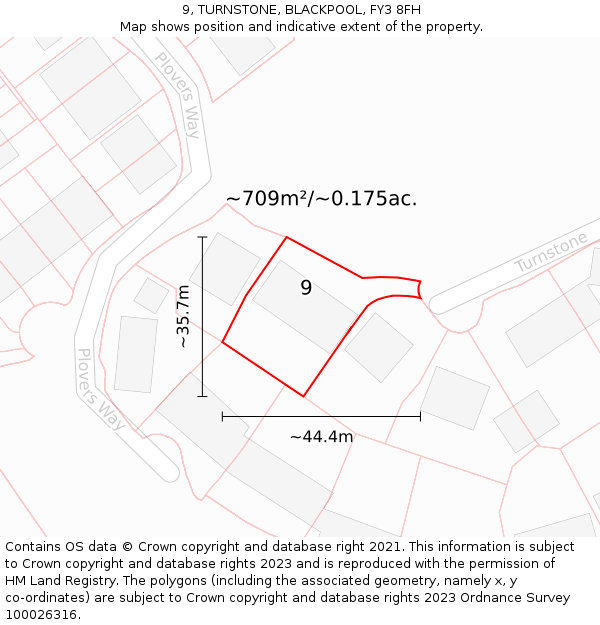 9, TURNSTONE, BLACKPOOL, FY3 8FH: Plot and title map