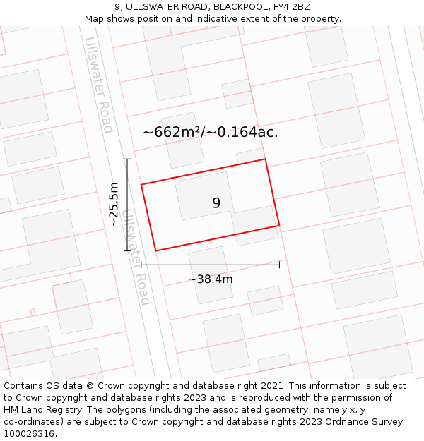 9, ULLSWATER ROAD, BLACKPOOL, FY4 2BZ: Plot and title map