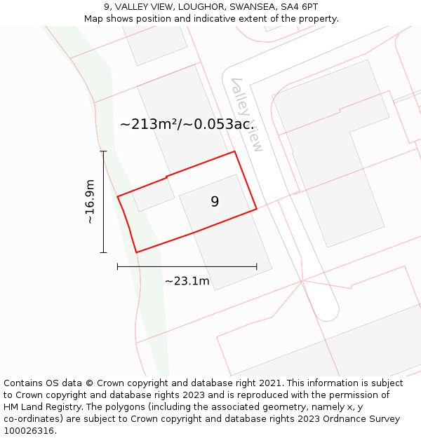 9, VALLEY VIEW, LOUGHOR, SWANSEA, SA4 6PT: Plot and title map