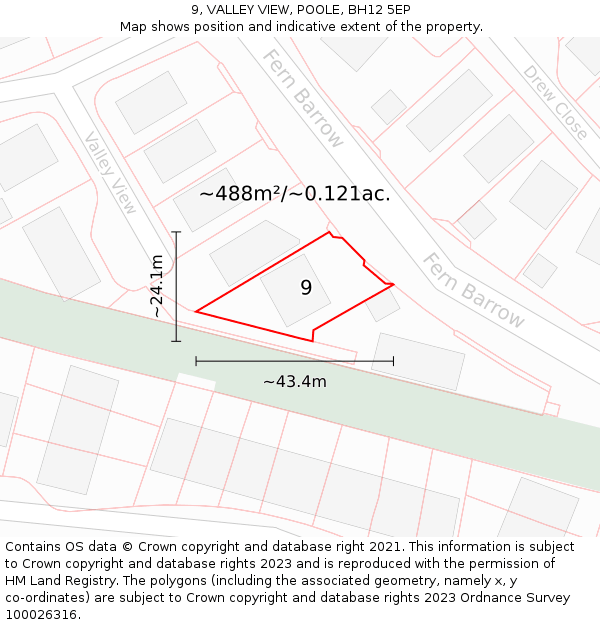 9, VALLEY VIEW, POOLE, BH12 5EP: Plot and title map