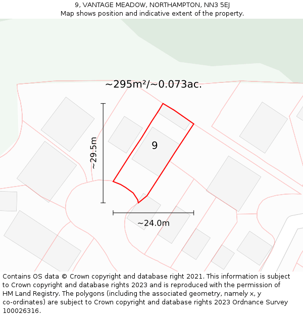 9, VANTAGE MEADOW, NORTHAMPTON, NN3 5EJ: Plot and title map