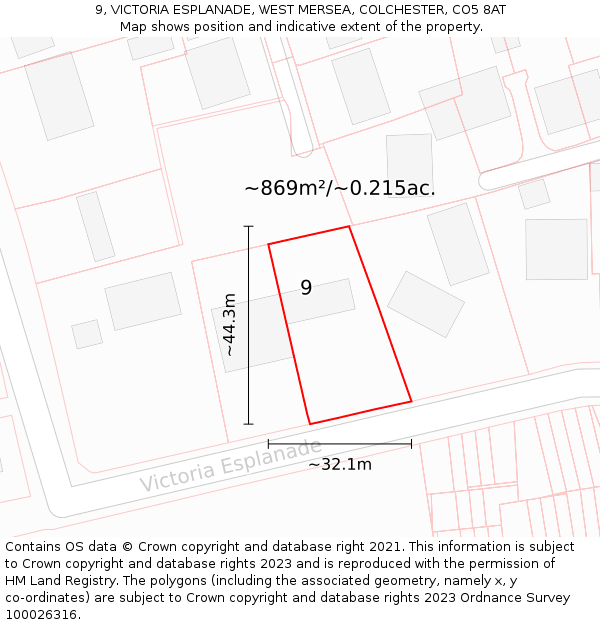 9, VICTORIA ESPLANADE, WEST MERSEA, COLCHESTER, CO5 8AT: Plot and title map