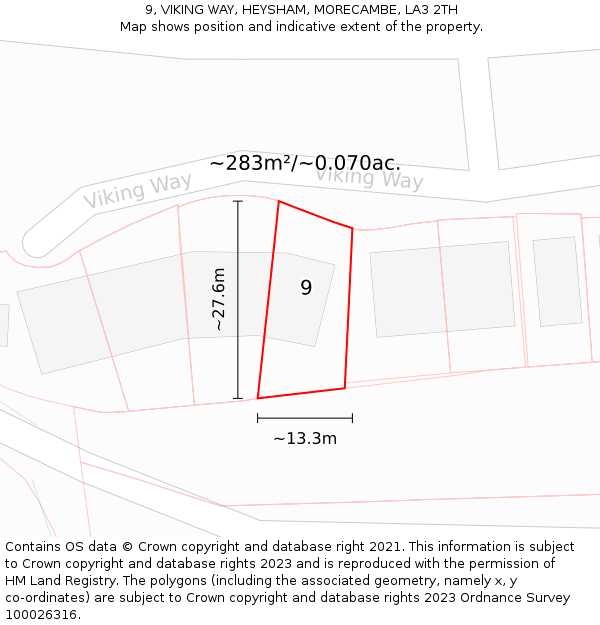 9, VIKING WAY, HEYSHAM, MORECAMBE, LA3 2TH: Plot and title map