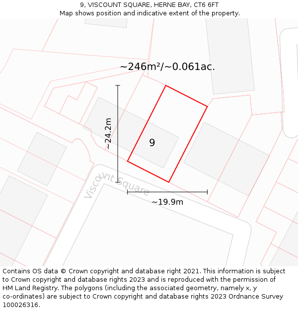 9, VISCOUNT SQUARE, HERNE BAY, CT6 6FT: Plot and title map