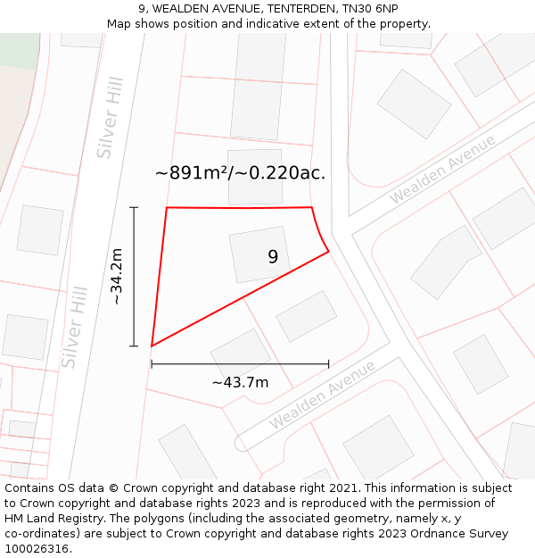 9, WEALDEN AVENUE, TENTERDEN, TN30 6NP: Plot and title map